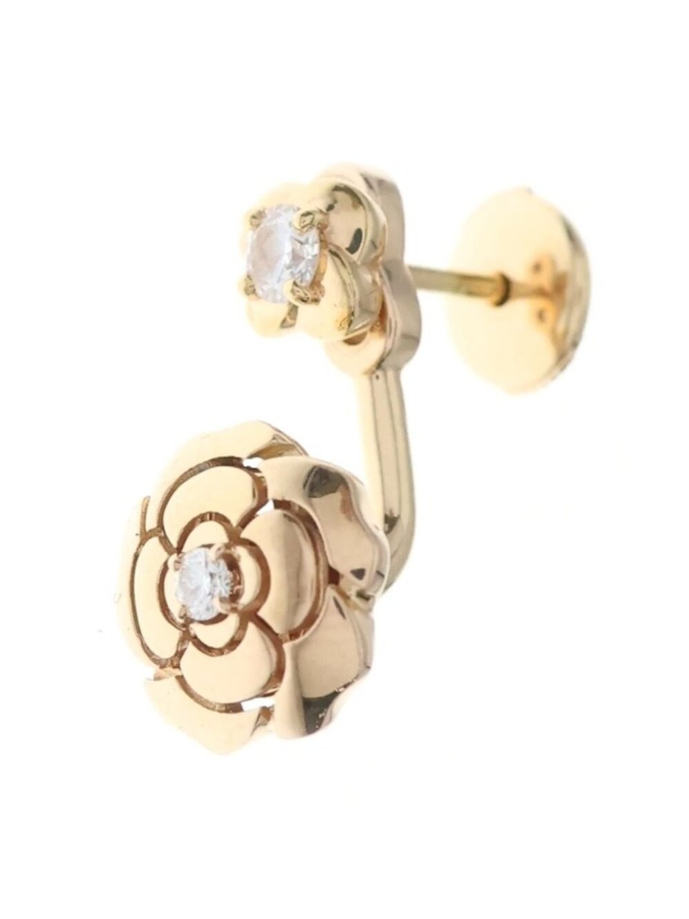 Chanel Camellia Collection Transformable Single Earring Pink Gold Diamond 18K